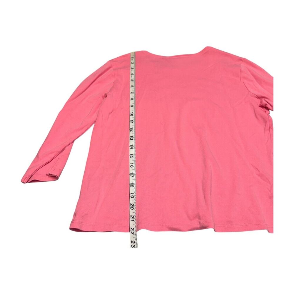 David Brooks Blouse Top Women's XL Pink 100% Cotton Knit Round Neck Long Sleeve - Picture 5 of 8